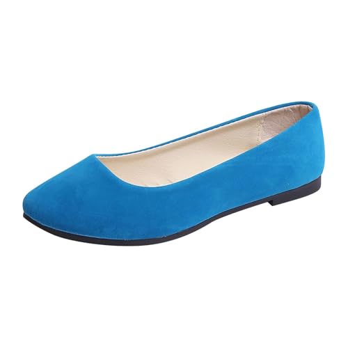 Damen Ballerinas Pumps Ballerinas Elastische Sandalen Mit Niedrigem Keilabsatz Runde Zehenpartie Bequeme Dolly-Schuhe Slip-On Arbeits- Und Büroschuhe(Sky Blue,7.5 UK) von Lockenstab