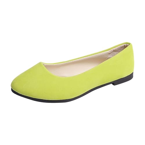 Damen Ballerinas Pumps Ballerinas Elastische Sandalen Mit Niedrigem Keilabsatz Runde Zehenpartie Bequeme Dolly-Schuhe Slip-On Arbeits- Und Büroschuhe(Yellow,7 UK) von Lockenstab