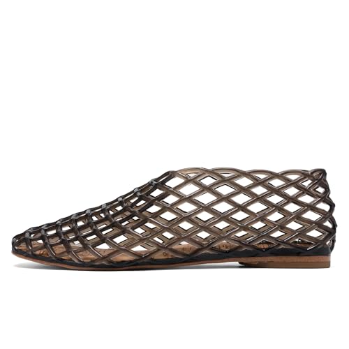 Lockenstab Jelly Mesh Ballerinas for Damen, Geschlossene Jelly Schuhe for Erwachsene(Black,6.5 UK) von Lockenstab