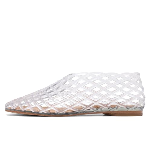 Lockenstab Jelly Mesh Ballerinas for Damen, Geschlossene Jelly Schuhe for Erwachsene(White,5.5 UK) von Lockenstab
