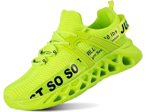 Lockenstab Schnürsenkel Sneaker Atmungsaktiv Stoff Laufschuhe Leichte Turnschuhe Fitness Sportschuhe Blau 36EU(Fz003 Dellgrün,46 EU) von Lockenstab