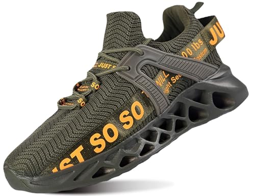 Lockenstab Schnürsenkel Sneaker Atmungsaktiv Stoff Laufschuhe Leichte Turnschuhe Fitness Sportschuhe Blau 36EU(Fz003 Dunkelgrün,38 EU) von Lockenstab