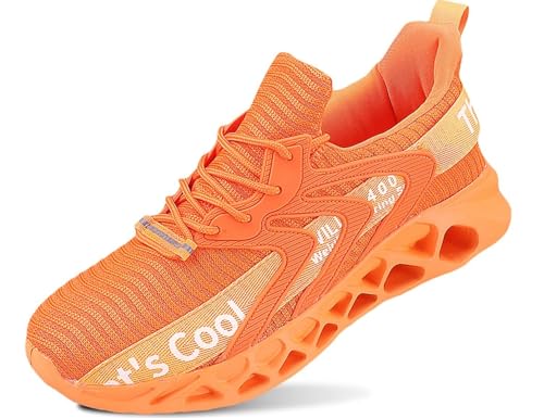 Lockenstab Schnürsenkel Sneaker Atmungsaktiv Stoff Laufschuhe Leichte Turnschuhe Fitness Sportschuhe Blau 36EU(Fz929 Orange,45 EU) von Lockenstab