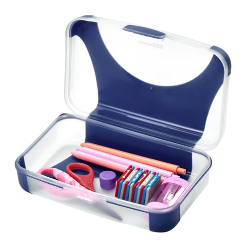 LockerMate Bostitch Hartschalen-Federmäppchen, strapazierfähige Kunststoff-Federbox, kinderfreundliches Design, Marineblau und transparent LockerMate Bostitch Hartschalen-Federmäppchen, strapazierfähige Kunststoff-Federbox, kinderfreundliches Design, Marineblau und transparent von LockerMate