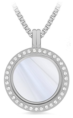 Edelstahl-Kette mit versilbertem Medaillon-Anhänger, Kettenlänge 61 cm von Locket Charm