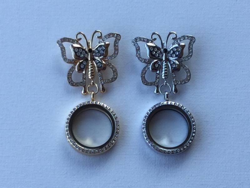 30 Mm Runde Schmetterling Brosche Pin Schwimmende Medaillon Mit Strass von LocketsByML