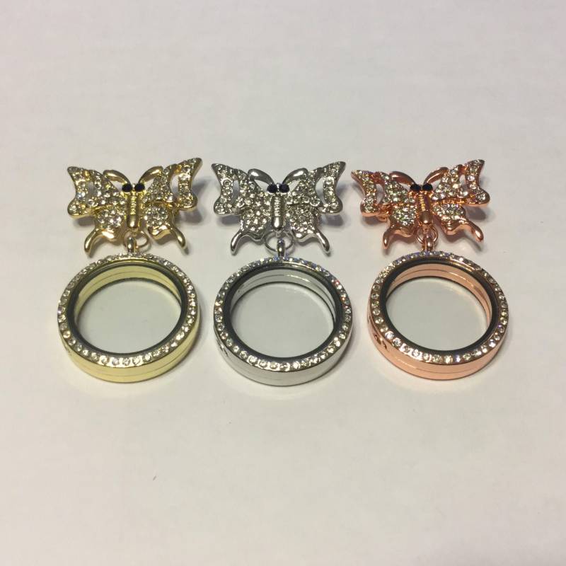 30 Mm Runde Schmetterling Brosche Pin Schwimmende Medaillon Mit Strass von LocketsByML