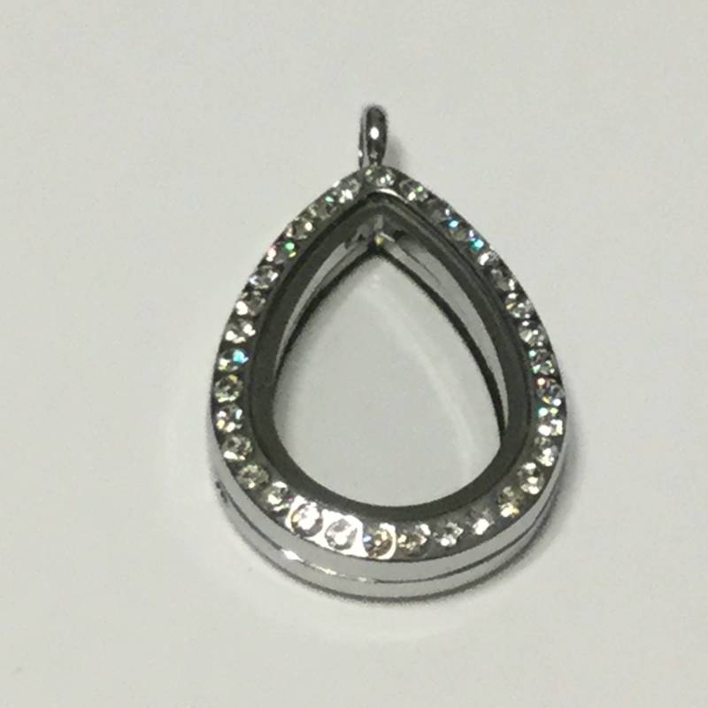 Drop Shape Floating Charm Locket Mit Und Ohne Strinkensteine Drop Shape Floating Charm Locket Mit Und Ohne Strinkensteine von LocketsByML