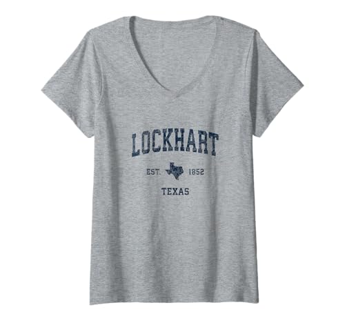 Damen Lockhart Texas TX Vintage-Sportdesign, marineblauer Aufdruck T-Shirt mit V-Ausschnitt Damen Lockhart Texas TX Vintage-Sportdesign, marineblauer Aufdruck T-Shirt mit V-Ausschnitt von Lockhart TX Retro T-Shirts & Gifts