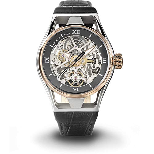 Automatische Herren-Armbanduhr Skeleton Montecristo Rose Schwarz Locman von Locman