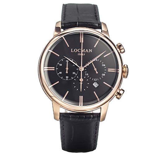 Locman Italy Herrenuhr 1960 Chrono rosé PVD schwarz Ref. 0254 von Locman