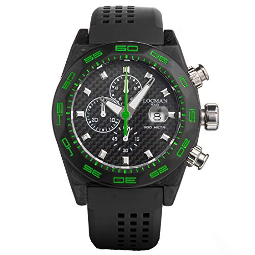 Locman Italy Herrenuhr Stealth Carbon Chronograph schwarz/grün Ref. 0218 von Locman