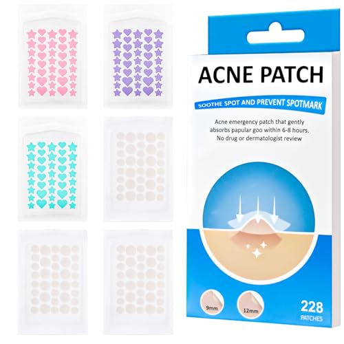 Locofun 228 Stück Pimple Patches, 3 Größen Pickel Patch Sterne Und Patches Unsichtbarer mit Teebaumöl Salicylsäure Hydrokolloid Pflaster Anti Pickel Patches Wasserdichte Akne Patches (9/10/12 mm) Locofun 228 Stück Pimple Patches, 3 Größen Pickel Patch Sterne Und Patches Unsichtbarer mit Teebaumöl Salicylsäure Hydrokolloid Pflaster Anti Pickel Patches Wasserdichte Akne Patches (9/10/12 mm) von Locofun