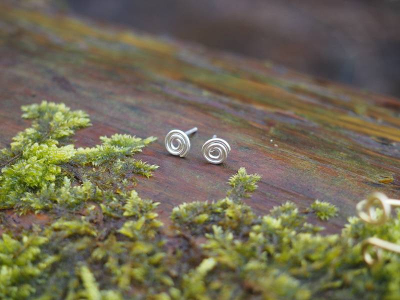 925Er Silber Ohrstecker Runde Spirale, Handgemacht von LocosLibres