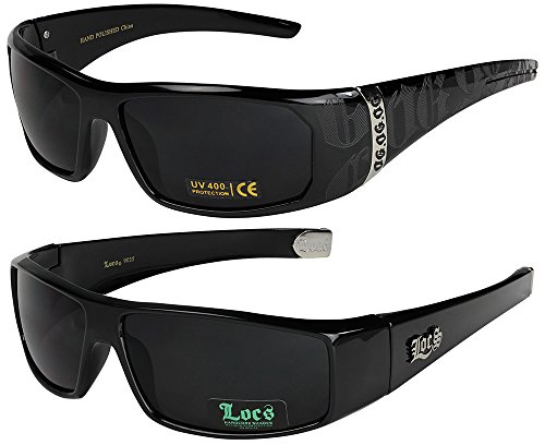 2er Locs Herren Damen Männer Frauen Unisex Sonnenbrillen Motorradbrille Motorradsonnenbrille Sportbrille Radbrille - 1x OG 2003 schwarz und 1x Locs 9035 schwarz - Modell 01 + 05 - von Locs