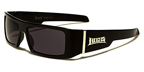 Locs Sonnenbrille Hype Hypster Urban Fashion Dressed Rap Biker Biker Rapper-Poker Damen Herren 8LOC9058, Gestell schwarz glänzend graue Gläser von Locs