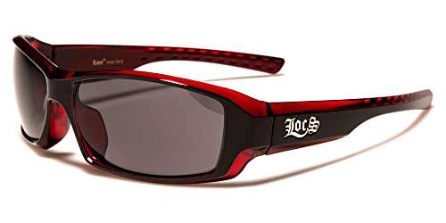 Locs 8LOC91042MIX Sonnenbrille, Hypster, Urban Poker Bandage, für Herren, Rote Gläser: Grau von Locs