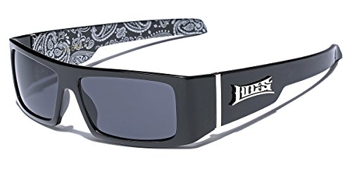 Locs Herren Flat Top Original Gangster Shades Herren Hardcore Rechteck dunkle Gläser Bandana Print - Schwarz - Einheitsgröße von Locs
