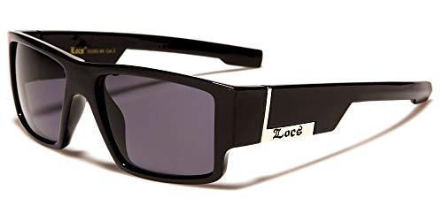 Locs Hypster 8LOC91085 Sport-Sonnenbrille, für Herren, Gestell schwarz glänzend, graue Gläser von Locs