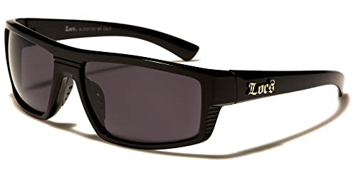 Locs Sonnenbrille Poker Rap Mode Stadt Damen Herren 8LOC91122, Gestell schwarz glänzend, graue Gläser von Locs
