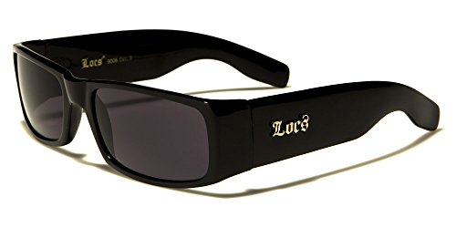 Locs Sonnenbrille Hype Hypster Urban Poker Rap Rap Mode Stadt Kleid Damen Herren 8LOC9006, Gestell schwarz glänzend graue Gläser, Einheitsgröße von Locs