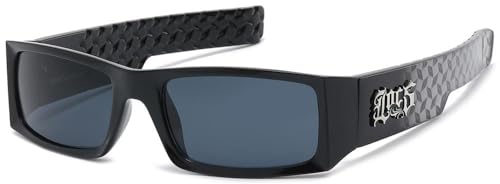 Locs Sonnenbrille Mode Stadt Rapper Poker Unisex Damen Herren 8LOC91167, Gestell schwarz glänzend, graue Gläser von Locs