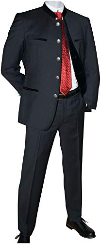 Lodenfrey Anzug Trachten Sakko Jacke u. Hose festlicher Trachtenanzug Janker Festtracht Trachtenjanker mit Samt, festlich für Hochzeit oder Diner Ball Fest Reine Schurwolle, Größe:50 von Lodenfrey