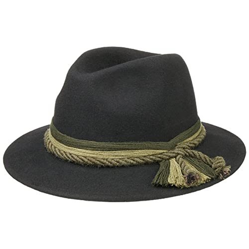 Lodenhut Manufaktur Korfaden Trachtenhut Wollhut Wollfilzhut Schützenhut Tiroler Hut Wanderhut (59 cm - schwarz) von Lodenhut Manufaktur
