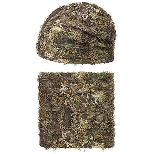 Lodenhut Manufaktur Mütze + Schal Camouflage Tarnmütze Rundschal Beanie Damen/Herren - mit Fransen Winter Herbst-Winter - One Size Camouflage von Lodenhut Manufaktur