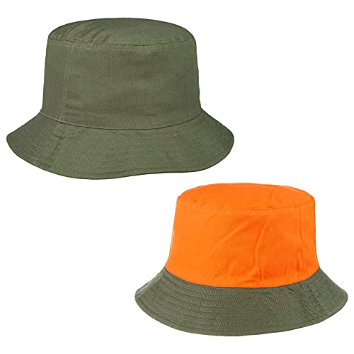 Lodenhut Manufaktur Signal Bucket Wendehut Stoffhut Baumwollhut Signalhut Jagdhut Fischerhut Damen/Herren - mit Futter Winter Herbst Frühjahr Sommer Frühling-Sommer Herbst-Winter - L (58-59 cm) Oliv von Lodenhut Manufaktur