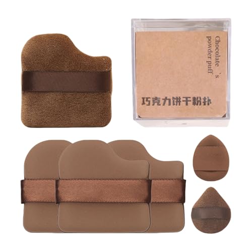 Lodoot 4/6 x Schokoladenkekspuderquaste mit Fingerhalter Riemen Fingerspitze Make-up Schwamm Pad für Creme Concealer Lidschatten Schokolade Chip Cookie Puffs von Lodoot