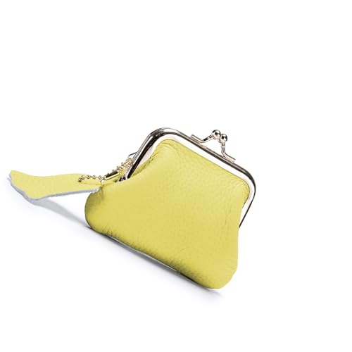 Münzgeldbörse Münzhalter Kleingeld Geldbörse mit Kuss Geldtasche Schöne Taschen Ledertasche Kleine Geldbörsen Schöne Kleingeld Leder Halter, gelb, Mass Beauty von Lodoot
