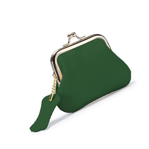 Münzgeldbörse Münzhalter Kleingeld Geldbörse mit Kuss Geldtasche Schöne Taschen Ledertasche Kleine Geldbörsen Schöne Kleingeld Leder Halter, grün, Mass Beauty von Lodoot