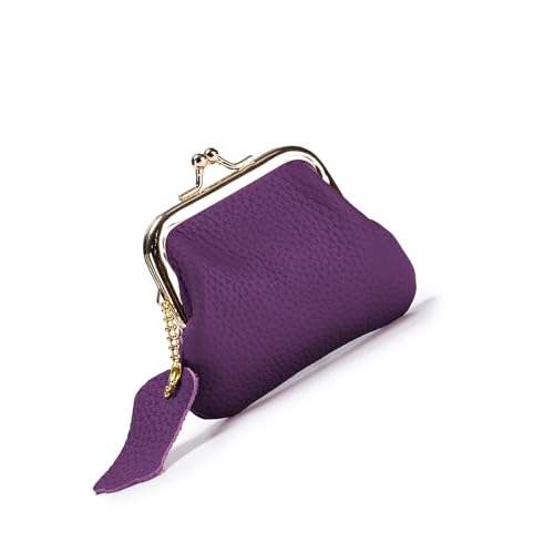 Münzgeldbörse Münzhalter Kleingeld Geldbörse mit Kuss Geldtasche Schöne Taschen Ledertasche Kleine Geldbörsen Schöne Kleingeld Leder Halter, violett, Mass Beauty von Lodoot