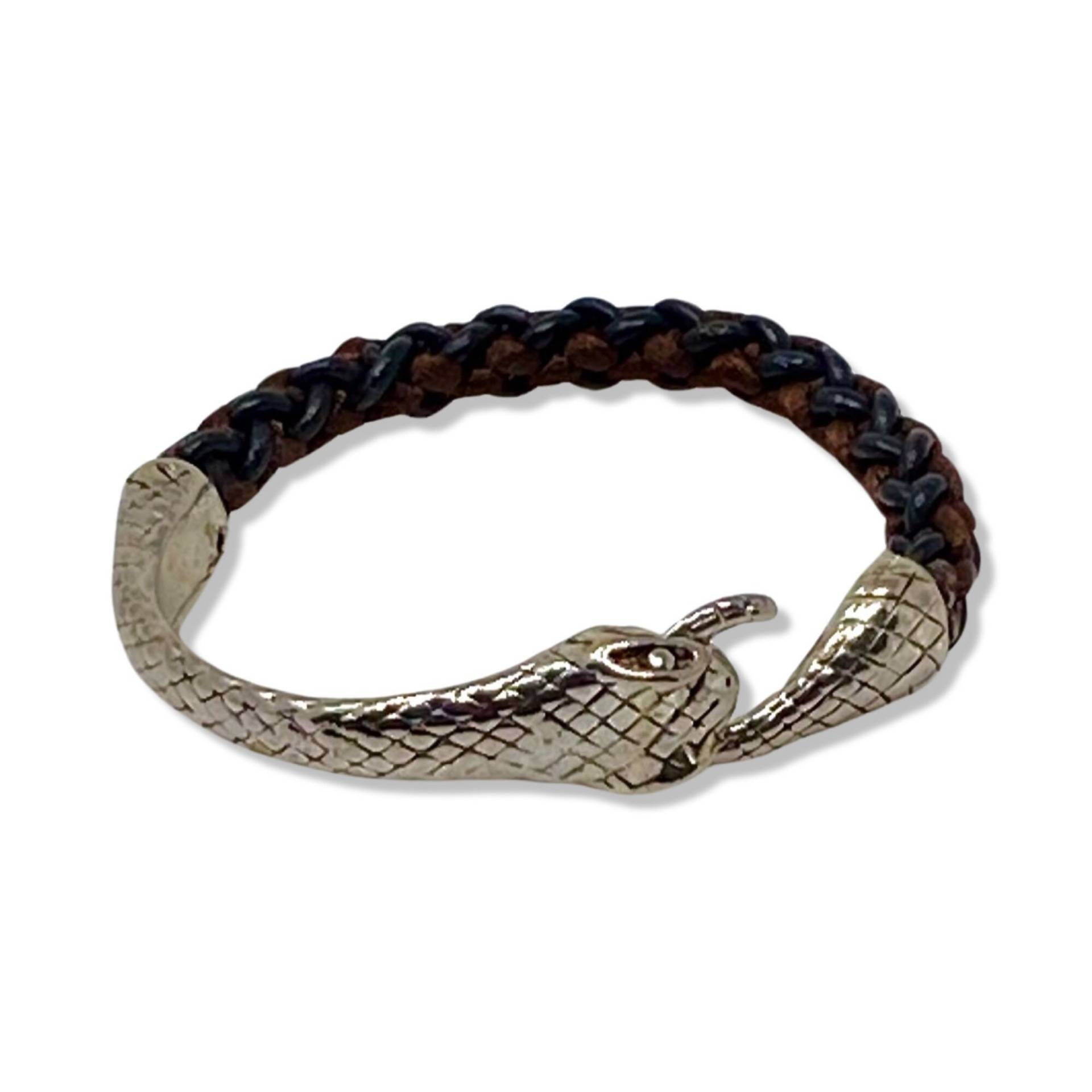 Einzigartiges Schlangenarmband Mit Leder Und Seidengeflecht, Unisex-stil | Lodorfo von Lodorfo