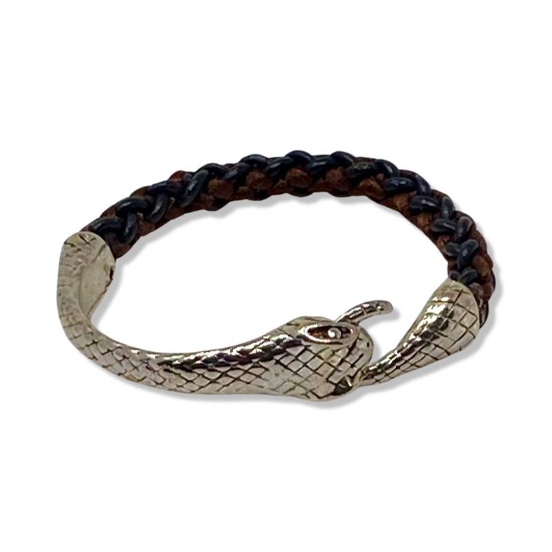 Einzigartiges Schlangenarmband Mit Leder Und Seidengeflecht, Unisex-stil | Lodorfo von Lodorfo