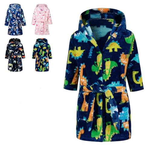 Lodunsyr Bademantel Kinder mit Kapuze für Jungen Mädchen Bademäntel Morgenmantel kuschelig warmen und weichen Pyjamas Kleinkind Coral Fleece Hoodie Roben 2-9 Jahre von Lodunsyr