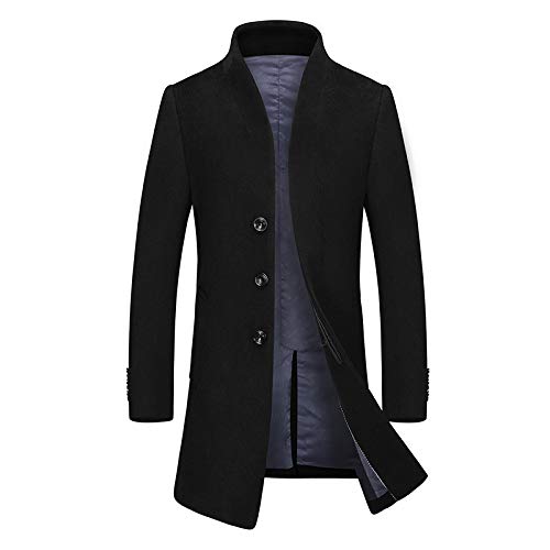 Loeay Herren Casual Cotton Windbreaker Jacke Long Trench Blazer Slim Fit Langarm England Style Design Mantel Herren Jacken Mantel Schwarz XL von Loeay