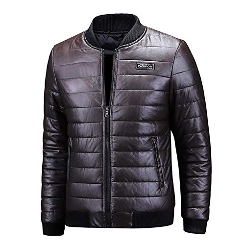 Loeay Männer Kunstlederjacke Herbst Winter Militärische Taktische Bomberjacke Armee Pu Lederjacke Casual Motorrad Mäntel Plus Größe Kaffee 4XL von Loeay