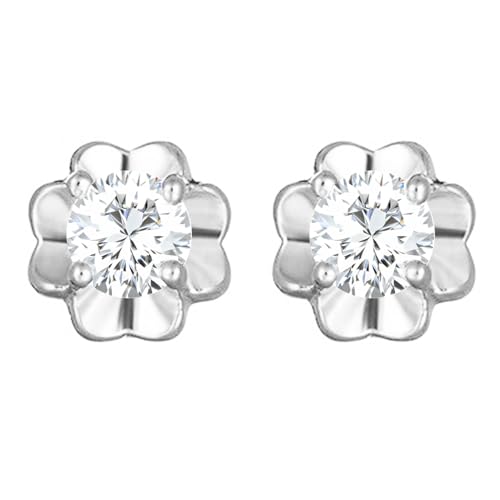 LÖB 750er (18 Karat) Weißgold vergoldet Ohrringe Ohrstecker Blume Zirkonia silber weiß, Blüten Blumenohrringe Stecker Klein Glitzer Stein in Diamant Form von Löb