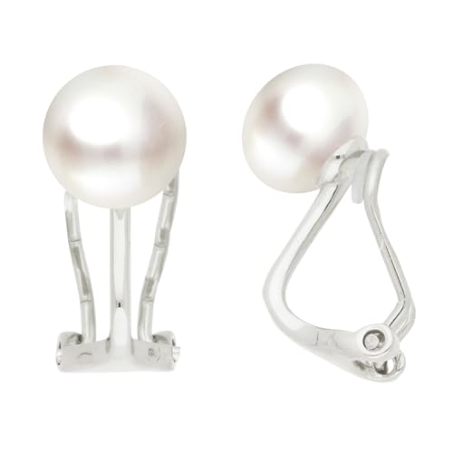 LÖB 925 Silber Ohrclips Zuchtperlen echte Perlen Ohrringe Clips Weiß Rund, Damen Perlenohrringe ohne Ohrlöcher Löcher Süßwasserperlen Brautschmuck Elegant von Löb