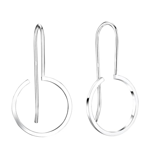 LÖB 925 Silber Ohrringe Hängend Ring Kreis Offen Anhänger Ohrhänger Modern, Hängeohrringe Minimalistisch Geometrisch Brautschmuck Schlicht Dezent Elegant von Löb