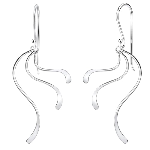 LÖB 925 Silber Ohrringe Hängend Stab Tropfen Anhänger Ohrhänger Lang Modern, Damen Tropfenform Tropfenanhänger Hängeohrringe Brautschmuck Minimalistisch Schmuck von Löb
