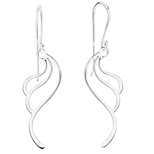 LÖB 925 Silber Ohrringe Hängend Tropfen Anhänger Ohrhänger Tropfenohrringe, Damen Hängeohrringe Minimalistisch Modern Tropfenform Tropfenanhänger Lang Elegant von Löb