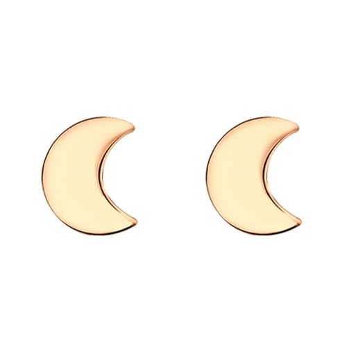 LÖB 925 Silber Ohrringe Mond 5mm in 585er (18 Karat) Roségold Vergoldet, Damen Mädchen Kinder Ohrstecker Halbmond Minimalistisch Modern Geometrisch Klein Süß von Löb
