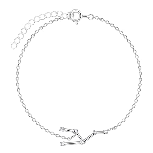 Löb Damen Armband 925 Silber Sternzeichen Stier Stern Glitzer Zirkonia Stein Flach Schlicht Dünn Zart Schmal von Löb