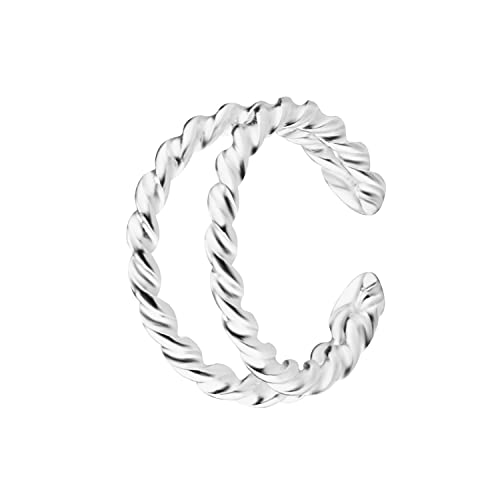 LÖB Damen Fake Piercing Ring 925 Silber Doppel gedreht dünn geflochten - Ear Cuff Ohr Ohrklemme Ohrring Ohrmanschette Ohrclip von Löb