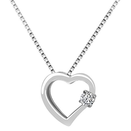 Löb Damen Halskette 925 Silber Herzanhänger mit weißem Strass Zirkonia Stein 45cm Kette mit Herz Anhänger Herzkette LSIK42 von Löb