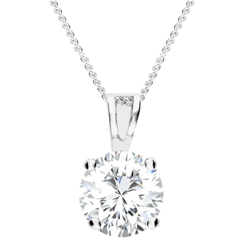 Löb Premium Damen Halskette 925 Sterling Silber mit einem Zirkonia Stein Anhänger 8mm Kette Solitär Strass Glitzer Steinahnänger Weiß Rund Tropfen Braut Brautschmuck von Löb