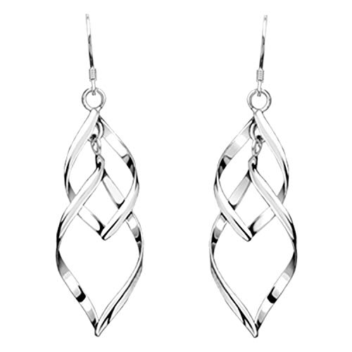 LÖB 925 Silber Ohrringe Hängend Tropfen Spirale Anhänger Tropfenanhänger Ohrhänger Silberohrringe Tropfenform Hängeohrringe Brautschmuck Lang von Löb